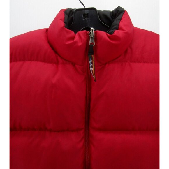 LL Bean Jacket Medium Red Goose Down Reversible Puffer Quilted * - Picture 2 of 16